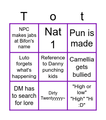 TotTV Bingo- Text Adventures Anniversary Edition! Bingo Card