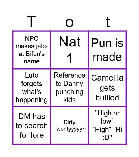 TotTV Bingo- Text Adventures Anniversary Edition! Bingo Card