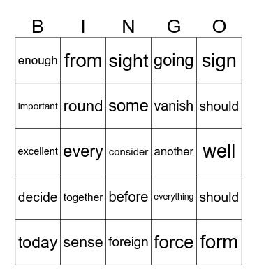 Bingo Card