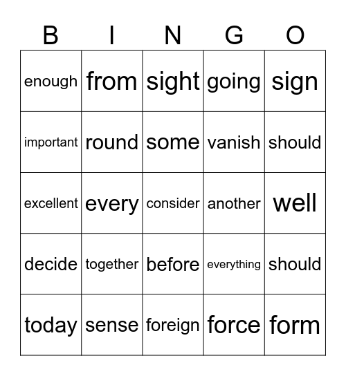 Bingo Card