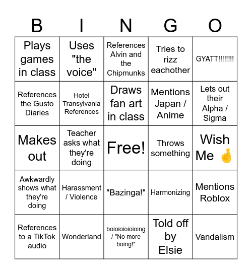 Riannon & Zoja Bingo Card