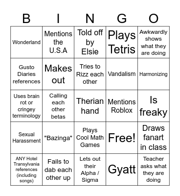 Zoja Bingo Card
