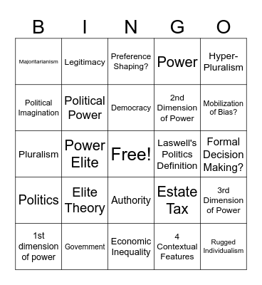 Poli-Sci2 Bingo Card