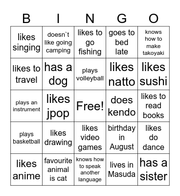 Find someone who... Bingo Card