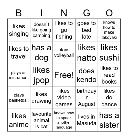 Find someone who... Bingo Card