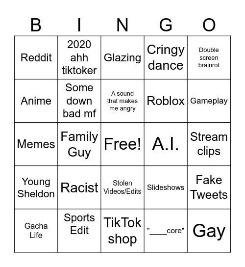 TikTok Bingo Card