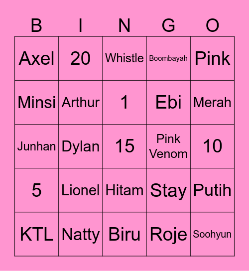 Seulki Bingo Card