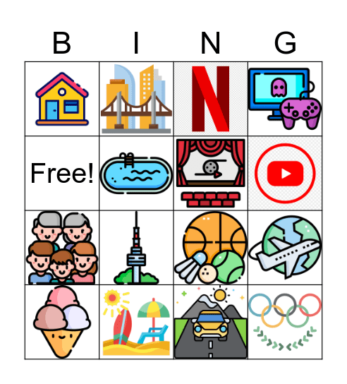 My Summer Vacation Bingo Card