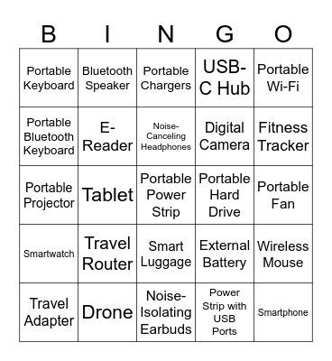 Gadget Bingo Card