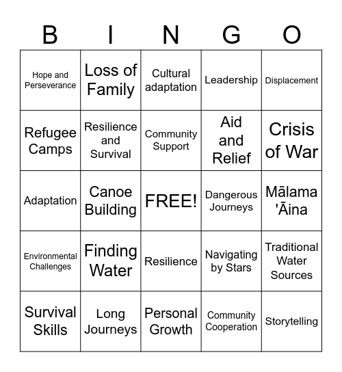 English 7-3 Bingo Card