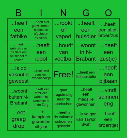 kennismaking bingo Card