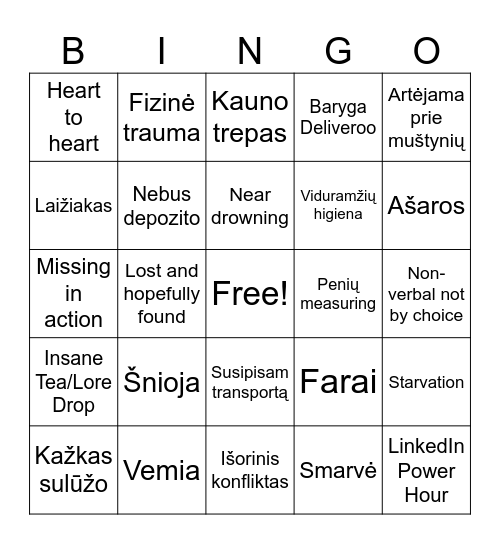 Bernų balius Bingo Card