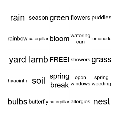 SPRING  BINGO Card