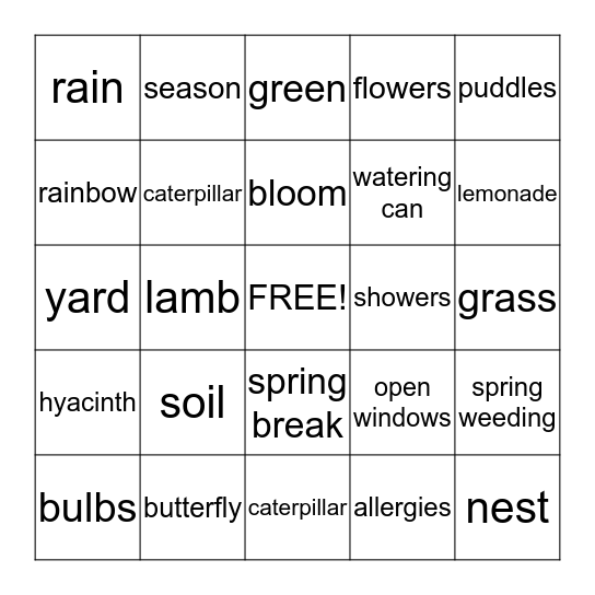 SPRING  BINGO Card