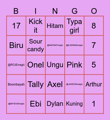 Punya Natnat Bingo Card