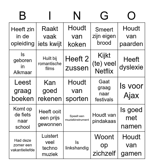 Kennismaken Bingo Card