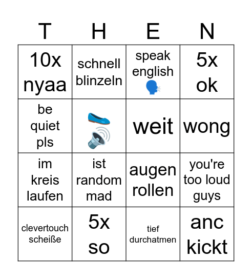 yeah guys 🥿🫃 Bingo Card