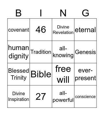 God's Revelation & Creation of World Bingo Card