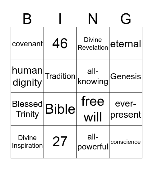 God's Revelation & Creation of World Bingo Card