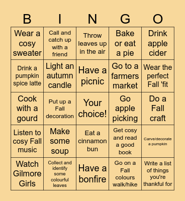Fall 2024 Bingo Card