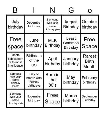 Happy Unbirthday BINGO Card