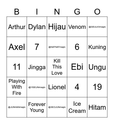 JunHan's BINGO Card