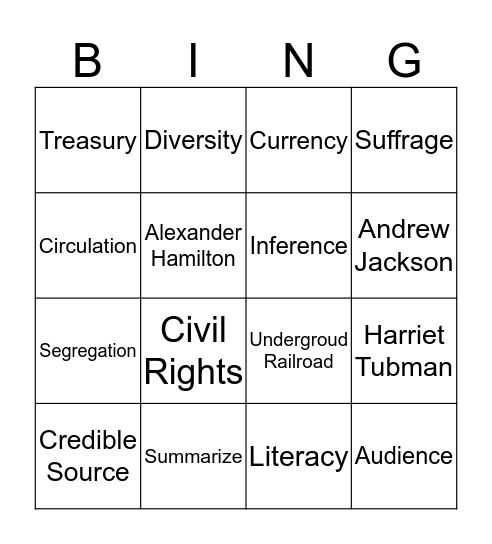 Vocab Bingo! Bingo Card