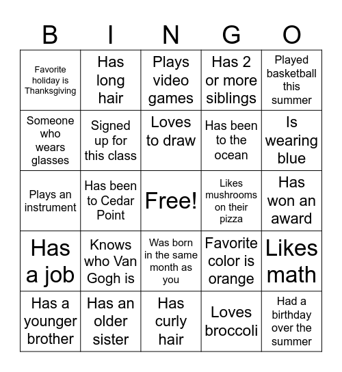 Digital Art Human Bingo Card