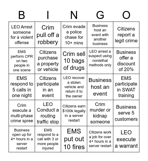 September Bingo Card