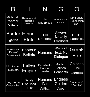 Fantastiko's Bingo Card