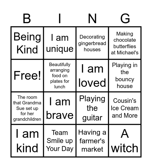 Fun with Grandma Sue Bingo Card