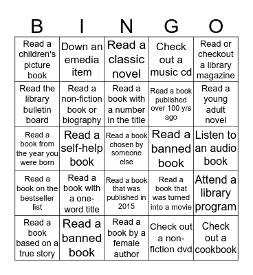 LAUGHLIN SUMMER READING BINGO 2016 Bingo Card