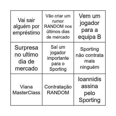 Mercado Sporting Bingo Card