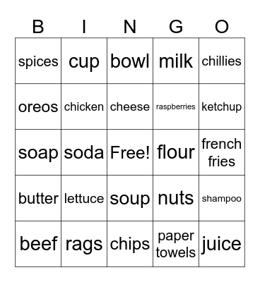 Things at Lotus Bingo Card