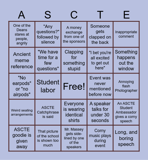 ASCTE Event Bingo 2.0 Bingo Card