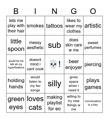 are u izzy’s type? Bingo Card