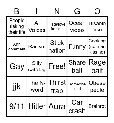 Instagram bingo Card
