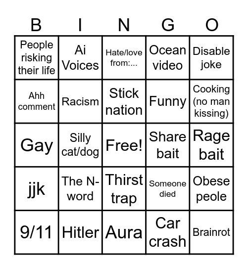 Instagram bingo Card