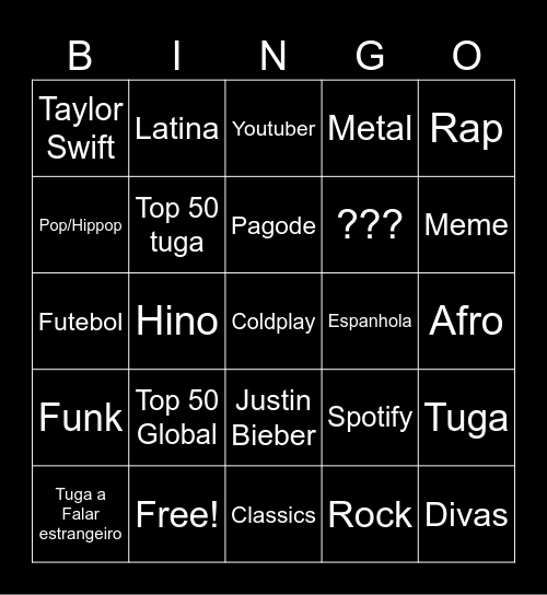 Spotify Bingo Card