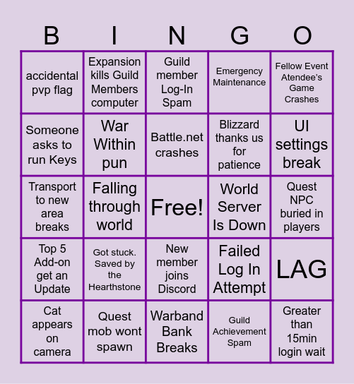 Launch Day Bingo Card