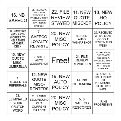 Brown & Brown VA FR Bingo Card