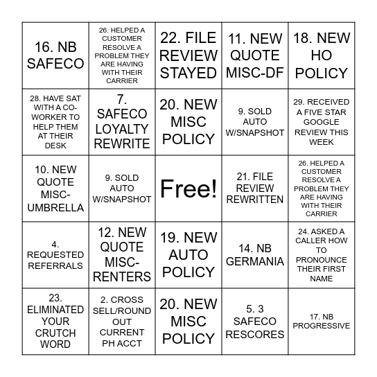 Brown & Brown VA FR Bingo Card