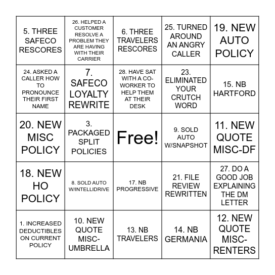 Brown & Brown VA FR Bingo Card