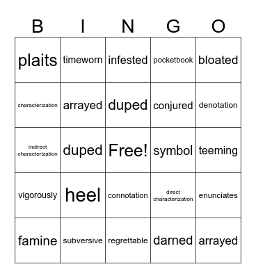 1.3-1.5 Vocabulary Review Bingo Card