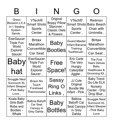Tara's Shower - July 17, 2016 Bingo Card