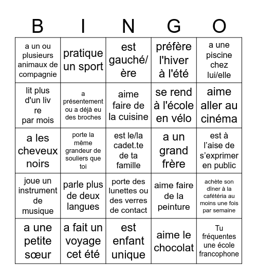 Trouve quelqu'un qui... Bingo Card