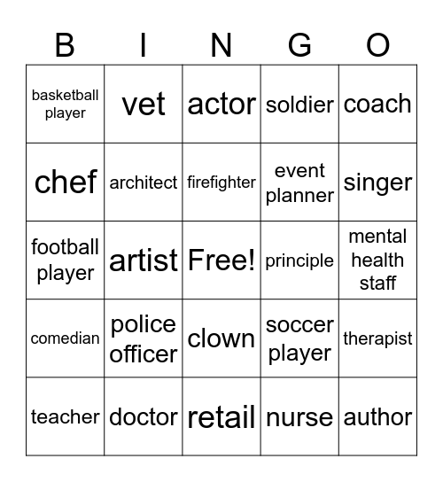 Career Counseling Bingo Card