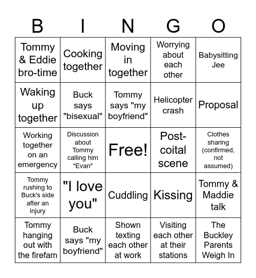 S8 BuckTommy Bingo Card Bingo Card