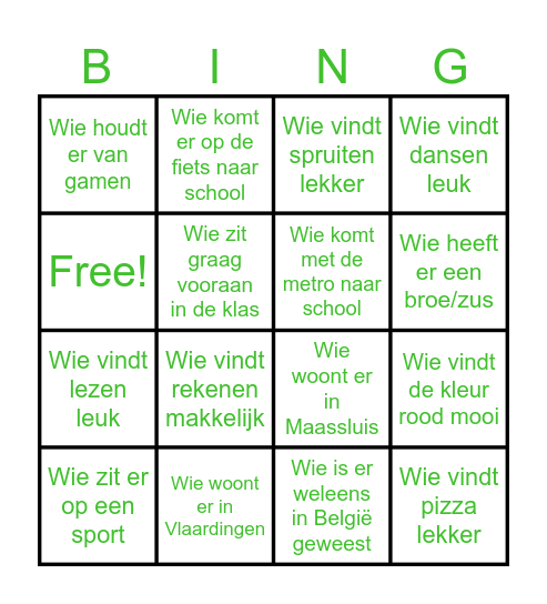 Kennismaken Bingo Card