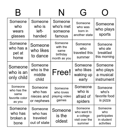 Human Bingo Card